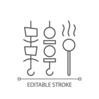 Shish kebabs and meat pops to go linear icon vector