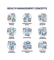 Wealth management concept icons set vector