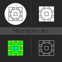 Computer circuit board dark theme icon vector