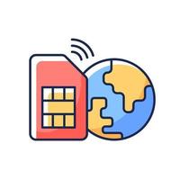 Global SIM card RGB color icon vector