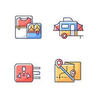 conjunto de iconos de color rgb de paquete de viajero vector