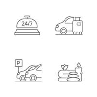 Hotel services linear icons set vector
