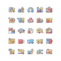 Nomadic vacations RGB color icons set vector