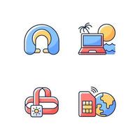 Nomadic lifestyle RGB color icons set vector