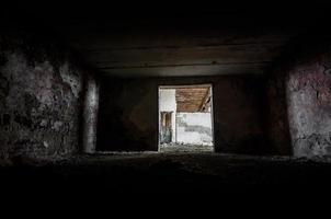 Abandoned bomb shelter after the bombing in Ukraine photo