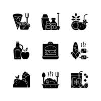 Pickup and delivery option black glyph icons set on white space vector