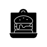 Takeaway sandwiches and burgers black glyph icon vector