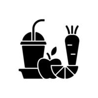 jugo fresco para ir icono de glifo negro vector