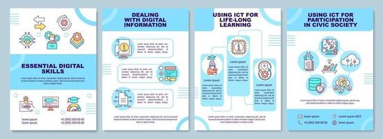 Essential digital skills brochure template vector