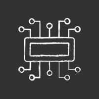 Microcontroller chalk white icon on black background vector