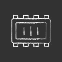 Piezas de microchip inteligente tiza icono blanco sobre fondo negro vector