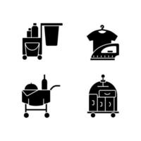 Hotel services black glyph icons set on white space vector