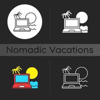 Digital nomad dark theme icon vector