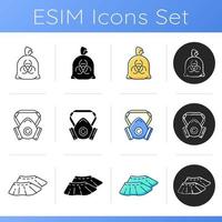 Protective medical equipment icons set vector