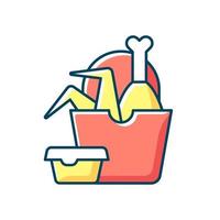 Takeaway fried chicken RGB color icon vector