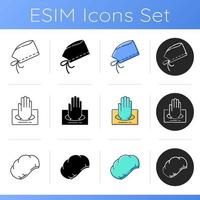 Surgical sterile uniform icons set vector