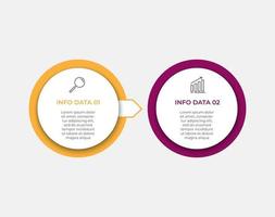 Línea de tiempo de plantilla de infografía empresarial mínima con opciones de 2 pasos e iconos de marketing vector