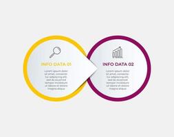 Línea de tiempo de plantilla de infografía empresarial mínima con opciones de 2 pasos e iconos de marketing vector