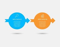 Línea de tiempo de plantilla de infografía empresarial mínima con opciones de 2 pasos e iconos de marketing vector