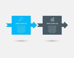 Línea de tiempo de plantilla de infografía empresarial mínima con opciones de 2 pasos e iconos de marketing vector