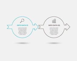 Línea de tiempo de plantilla de infografía empresarial mínima con opciones de 2 pasos e iconos de marketing vector