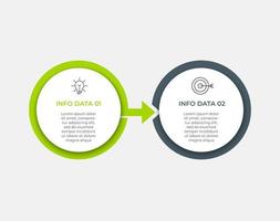 Línea de tiempo de plantilla de infografía empresarial mínima con opciones de 2 pasos e iconos de marketing vector