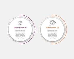 Línea de tiempo de plantilla de infografía empresarial mínima con opciones de 2 pasos e iconos de marketing vector