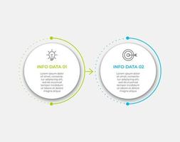 Línea de tiempo de plantilla de infografía empresarial mínima con opciones de 2 pasos e iconos de marketing vector