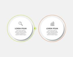 Minimal Business Infographics template Timeline with 2 steps options and marketing icons vector