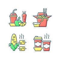 Opción de comida para llevar y entrega conjunto de iconos de colores rgb vector