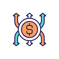 Cash flow RGB color icon vector