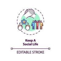 Keep a social life concept icon vector