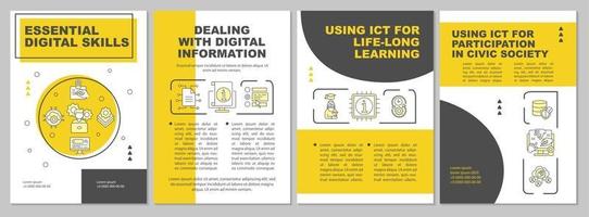 Essential digital skills brochure template vector