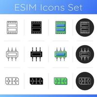 Microcircuits icons set vector