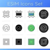 Microcircuits icons set vector