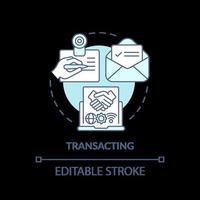 Transacting turquoise concept icon vector