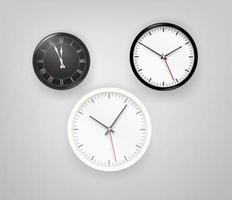 Different clocks on a wall vector set