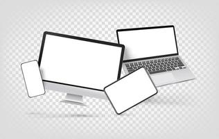 Modern desktop personal computer and other gadgets vector