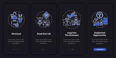 Job transition causes onboarding mobile app page screen with concepts vector