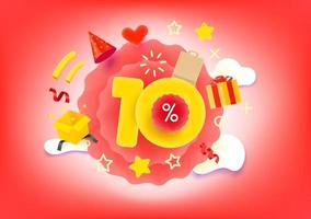 Ten percent shopping discount illustration vector