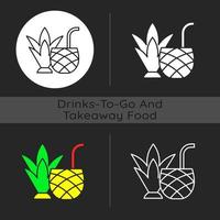 icono de tema oscuro de piña colada vector