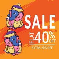 happy ganesh chaturhi 40 por ciento de descuento vector