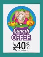 happy ganesh chaturhi 40 por ciento de descuento vector