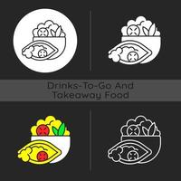 icono de tema oscuro burrito bowl vector