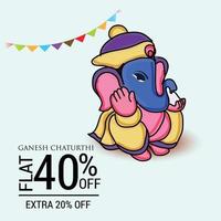 happy ganesh chaturhi 40 por ciento de descuento vector