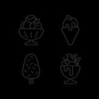 Ice cream varieties linear icons set vector