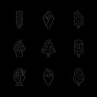 Ice cream variations linear icons set vector