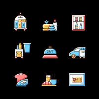 Hotel services RGB color icons set vector