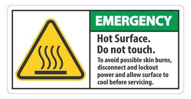 Hot Surface Do Not Touch To Avoid Possible Skin Burns Disconnect And Lockout Power And Allow Surface To Cool Before Servicing Symbol vector