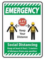 Emergency Social Distancing Construction Sign vector